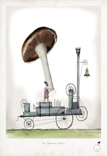 Mushroom - Whimsical Kitchen Vegetable Print by Tony Fernandes